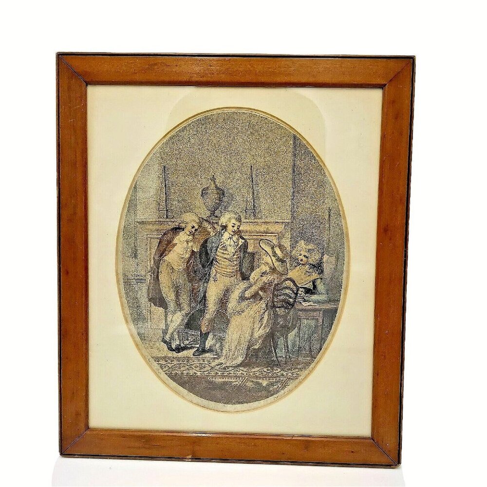 P.W. Tomkins "The English Fire Side" 1789 Original Stipple Engraving - Framed